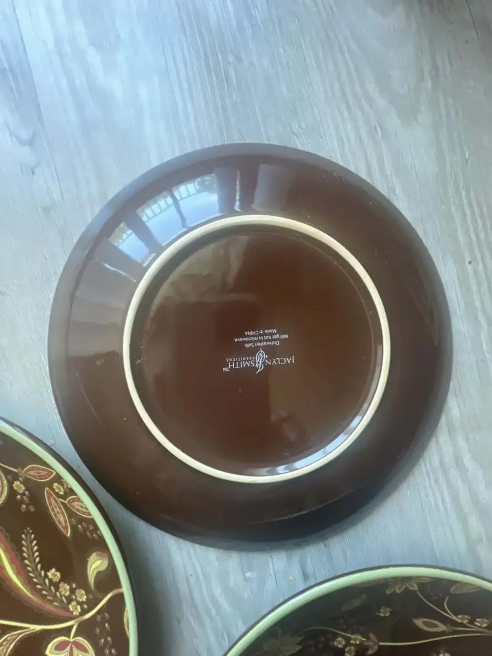 Jaclyn Smith Traditions Turkish Floral Brown Salad Plates, Set of 3